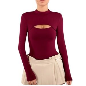 NWT Ladies Leotard Cut Out Front Center Long Sleeved